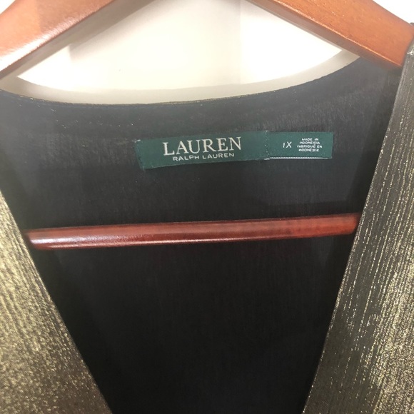 RALPH LAUREN GOLD LAME WRAP TOP—-Cute and Comfortable - Picture 2 of 3